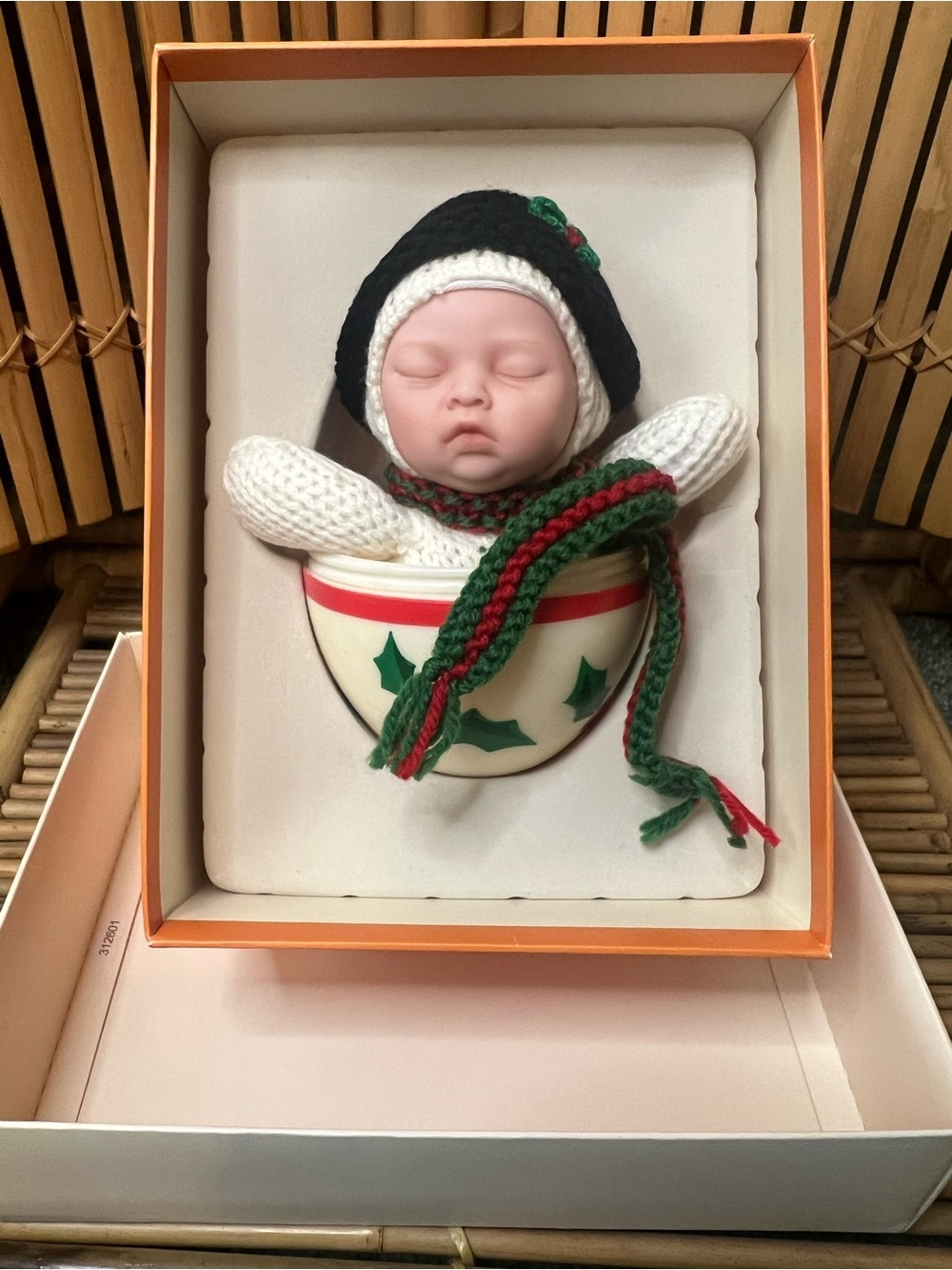 Anne Geddes snowbaby snow man doll in egg